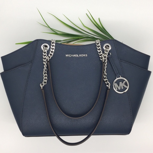 Michael Kors LG CHAIN SHLDR TOTE NAVY 35T5STVT3L - Picture 2 of 8